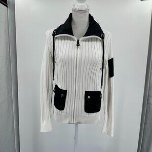L-RL, Lauren Active Ralph Lauren Black and White 100%cotton Zipper front size M